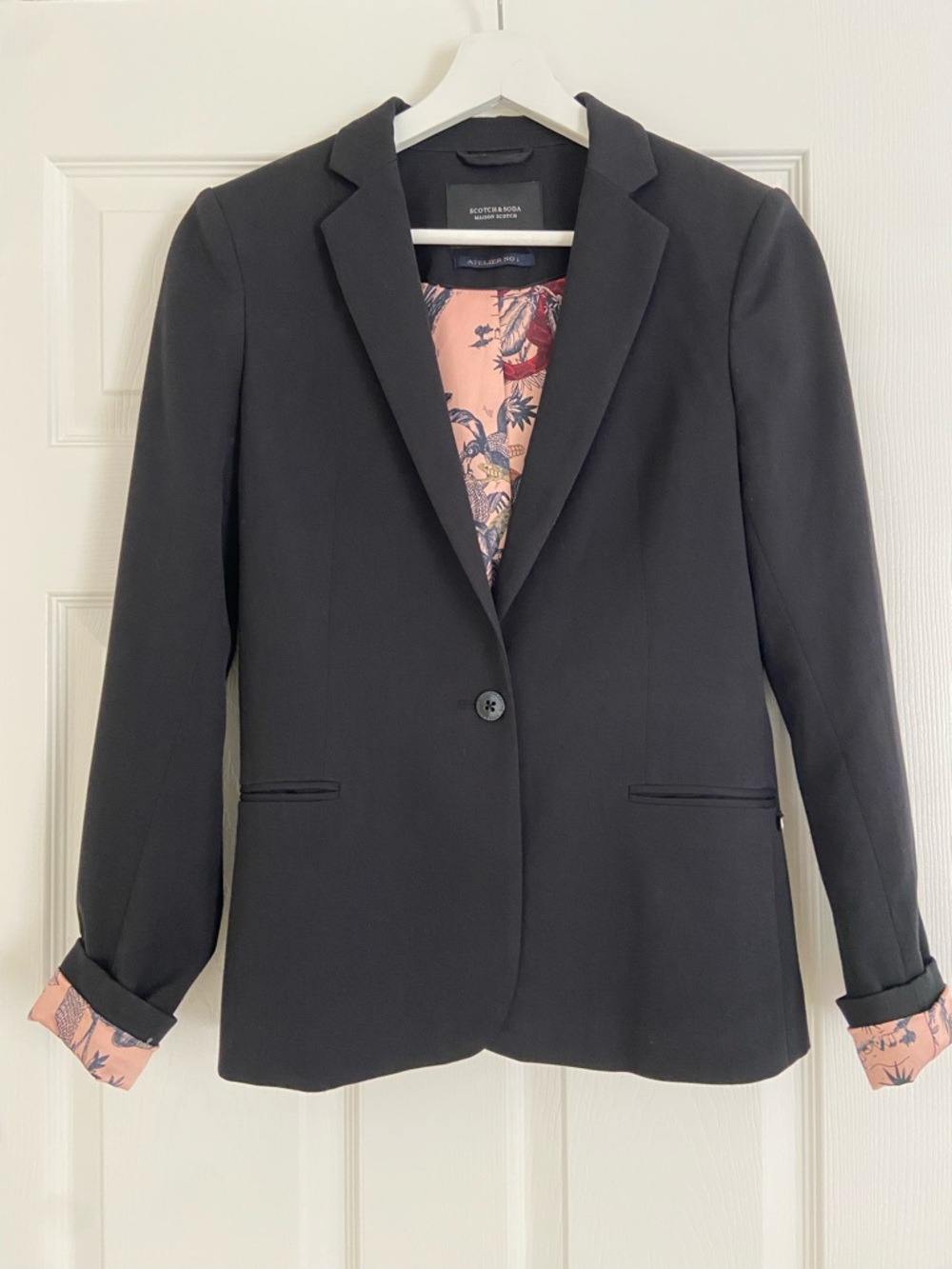 Scotch & Soda Black Blazer with Floral Lining